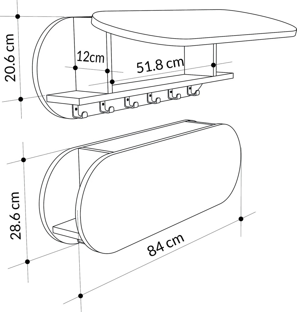 Predsieňový vešiak Houseland Kroma retro sivý