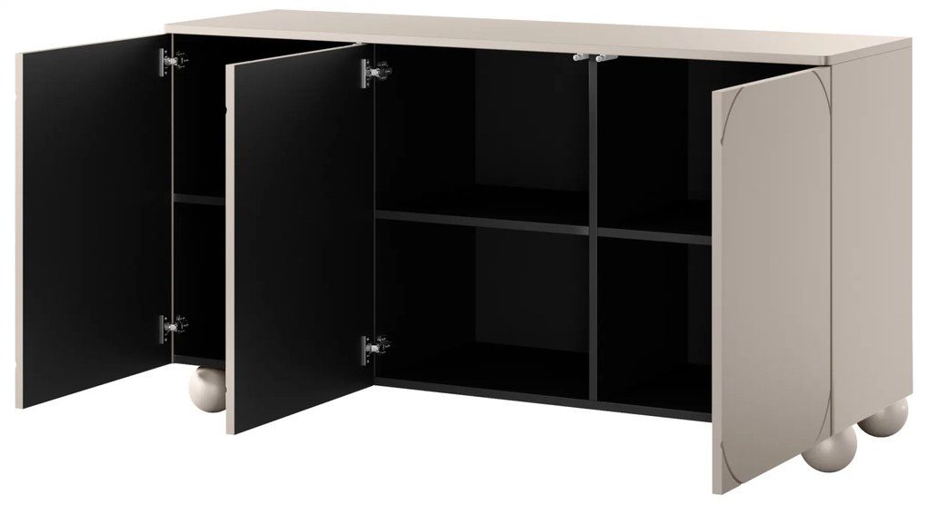 Komoda Sonatia II 150 cm trojdverová na guľatých nohách - kašmír