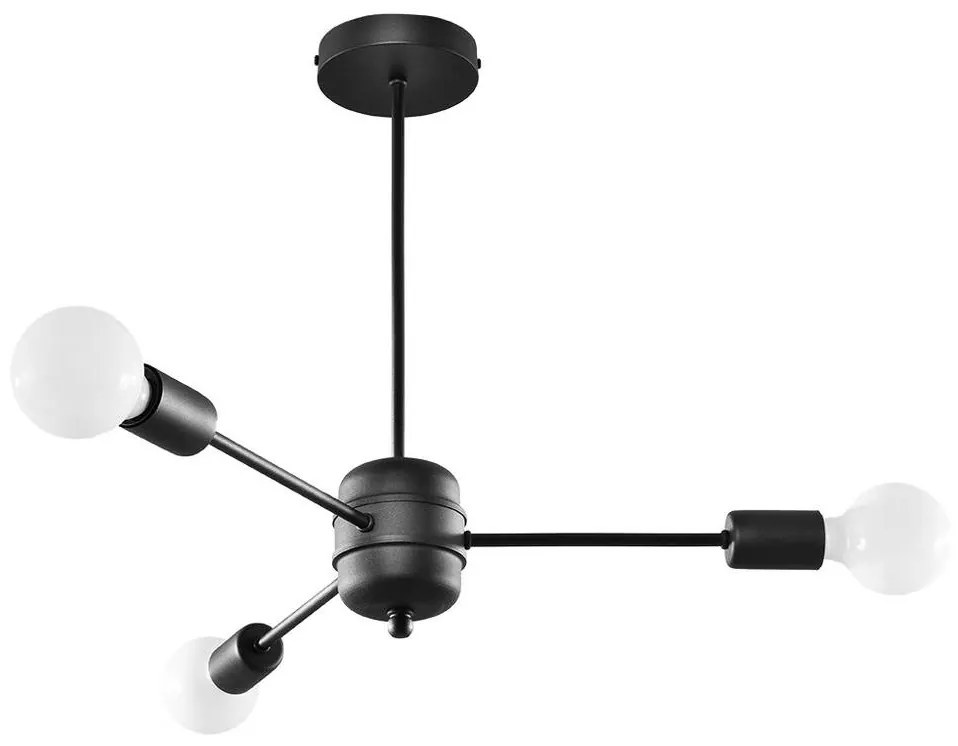 Sollux SL.1021 - Luster na tyči LANGO 3xE27/60W/230V čierna