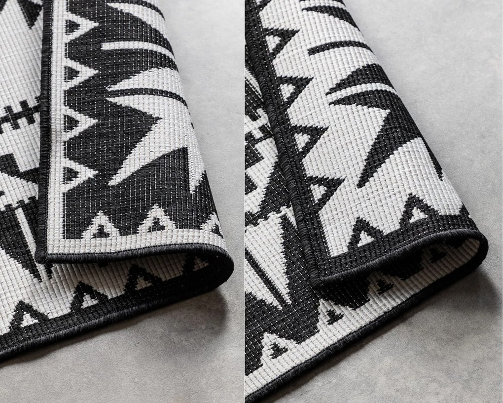 ELLE Decoration, Kusový koberec Gemini 106019 Black z kolekcie Elle – na von aj na doma, 80x150, čiernobiela, chodba / predsieň