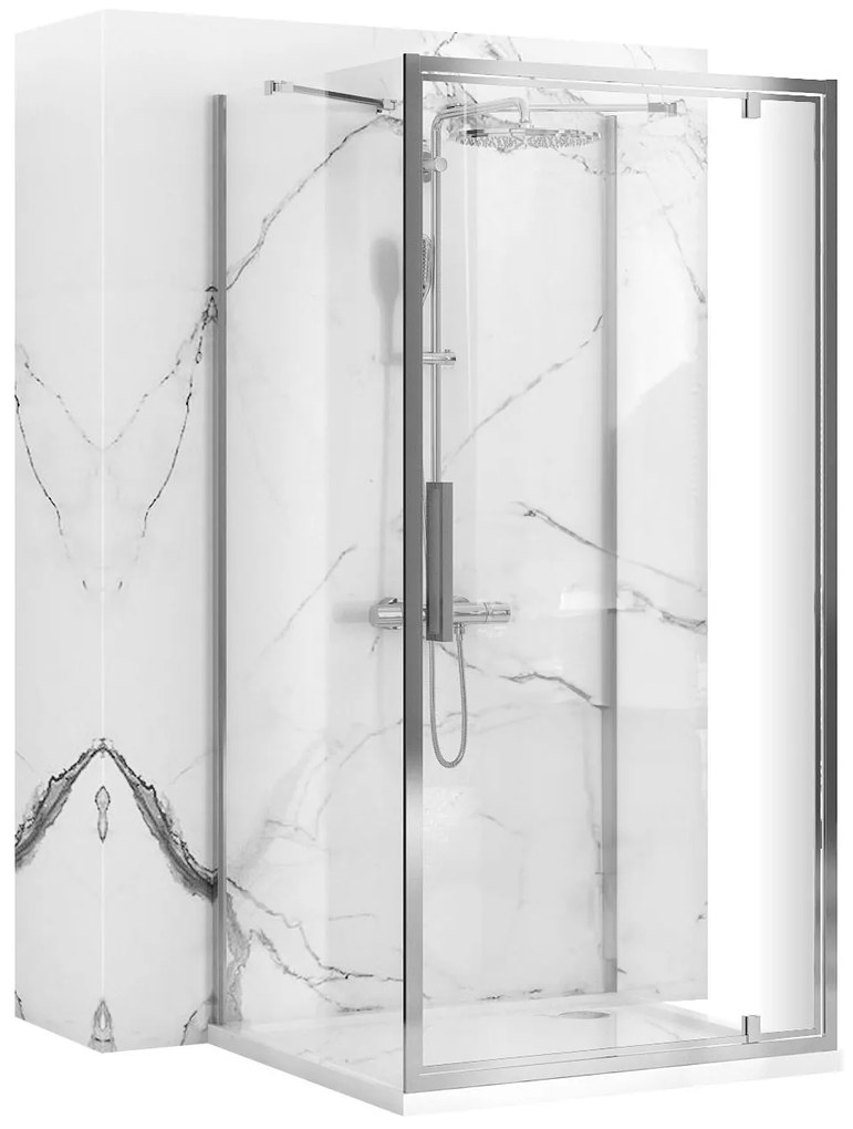 Rea Rapid Swing, 3-stenová sprchová kabína 90 (dvere) x 90(stena) x 90(stena) x 195 cm, 6mm číre sklo, chrómový profil, KPL-09119