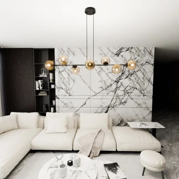 Luster na lanku ROSSI 8xE14/10W/230V čierna/béžová