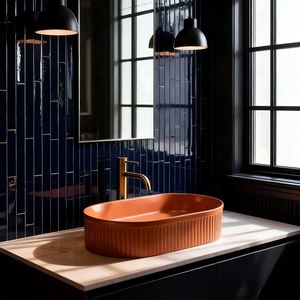 Rea Vanda, umývadlo na dosku 490x310x130 mm, oranžová matná, REA-U6377