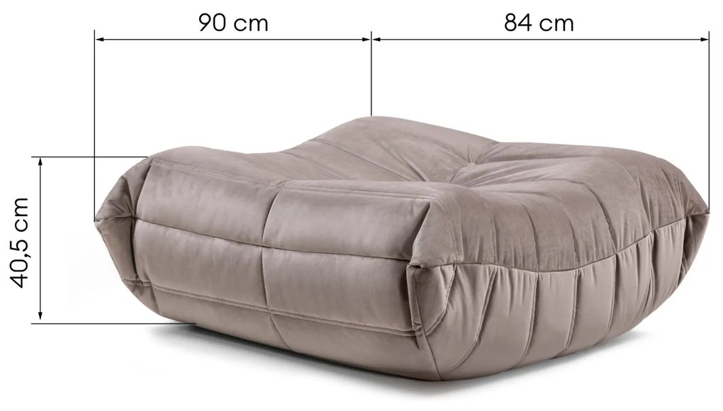 Čalouněný taburet Fugi hnědo-šedý