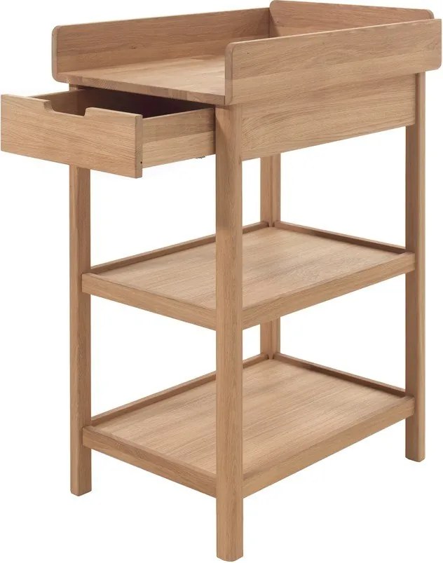 Prebaľovací pult z dubového dreva s prebaľovacím pultom v prírodnej farbe Forrest – Vipack