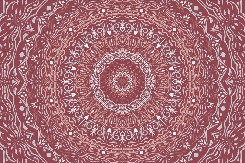 Tapeta Mandala vo vintage štýle v ružovom odtieni - 225x150