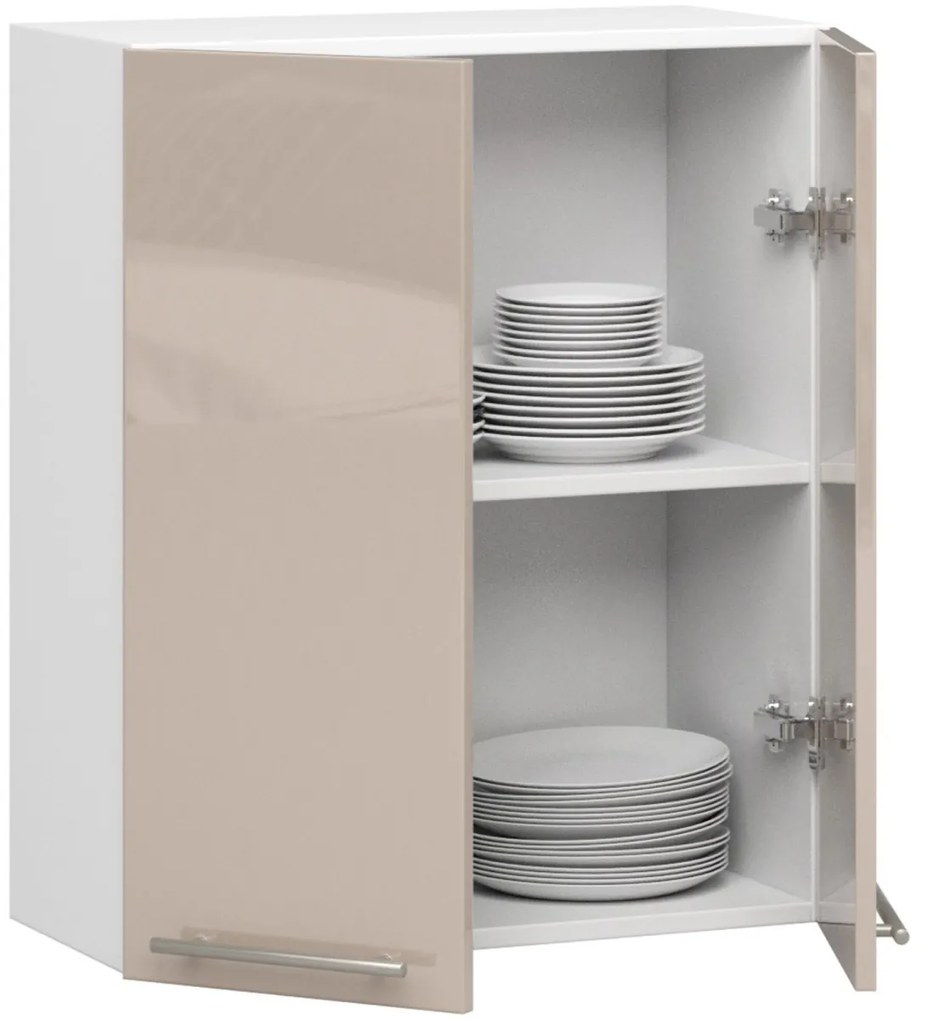 Závesná kuchynská skrinka Olivie W 60 cm biela/cappuccino lesk