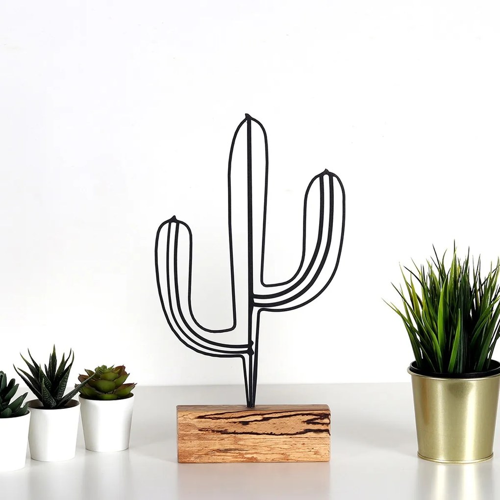 Kovová dekorácia Cactus 41 cm čierna