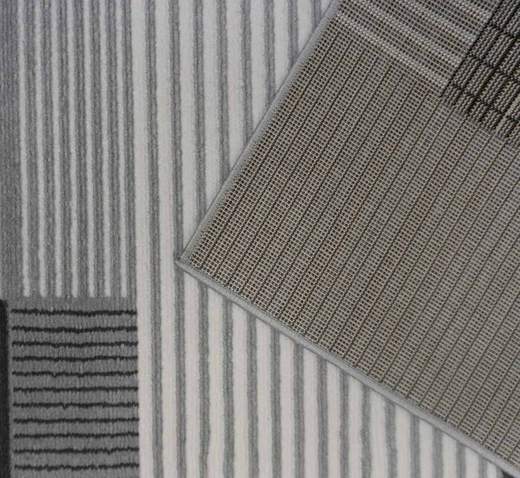 BE Koberec Lotus 9303 GREY – sivý  čierny obdĺžnikový Rozmer: 80x150 cm