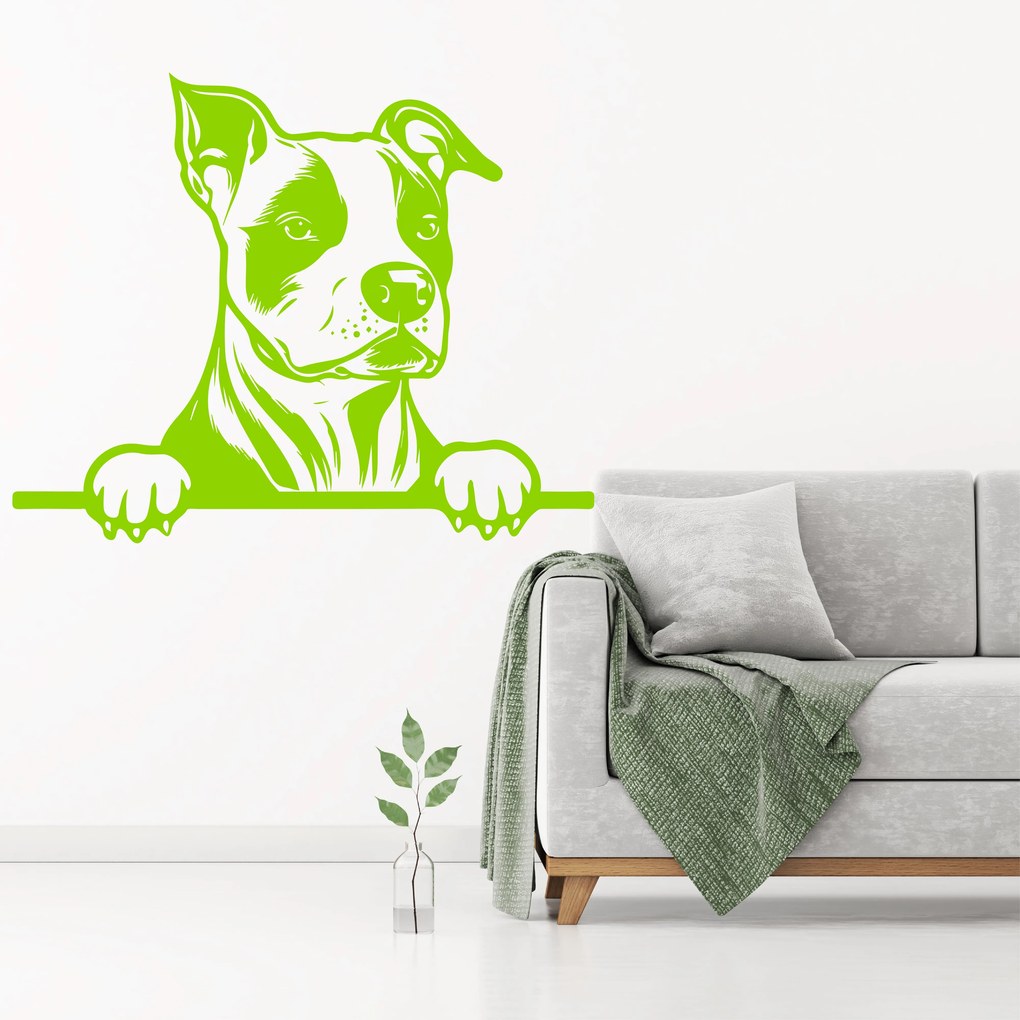 Veselá Stena Samolepka Americký staford Farba: růžová, Veľkosť: 60 x 49 cm