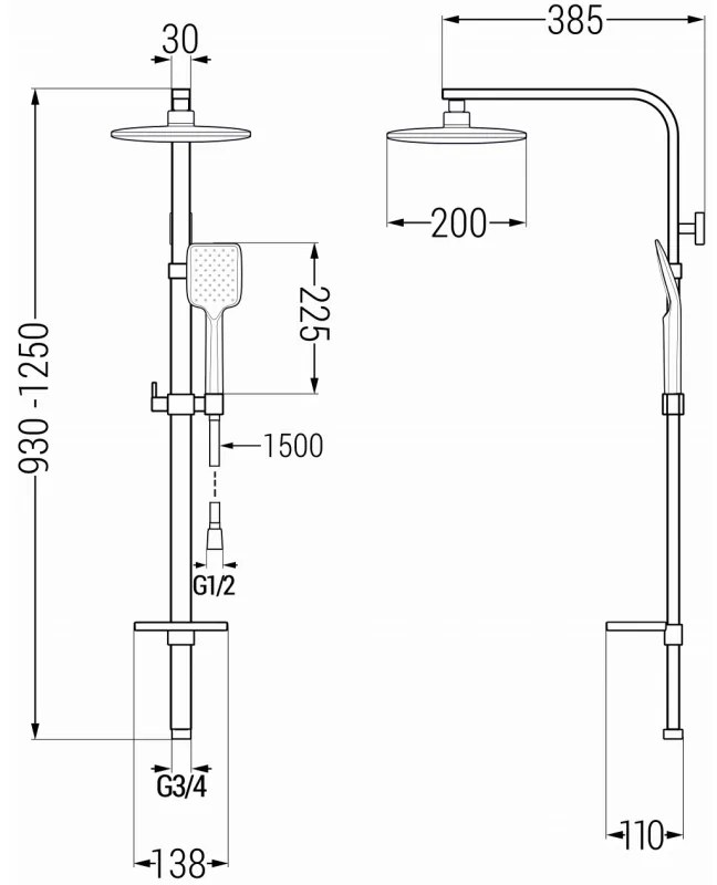 Mexen - Q62 sprchový set s hornou hlavicou štvorcovou, ružová-zlatá, 798626295-60