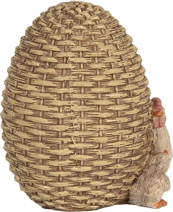 Dekorácia hnedé vajíčko so sliepočkou - 9*8*10 cm