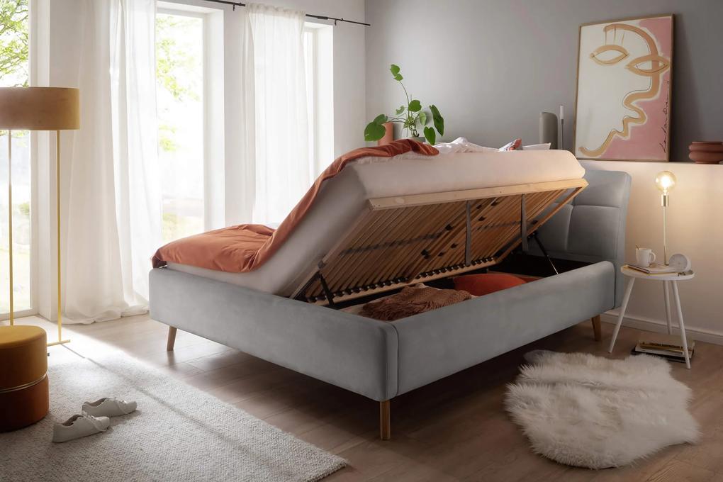 Čalúnená posteľ s prešívaným čelom lemina s úložným priestorom 180 x 200 cm svetlo sivá MUZZA