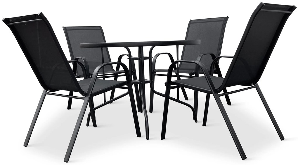 Záhradný jedálenský set Capri 100cm + 4x kovová stolička Ramada