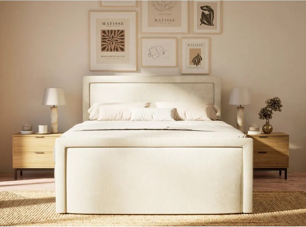 Krémovobiela boxspring posteľ s úložným priestorom 160x200 cm Fresco – Maison de Rêve