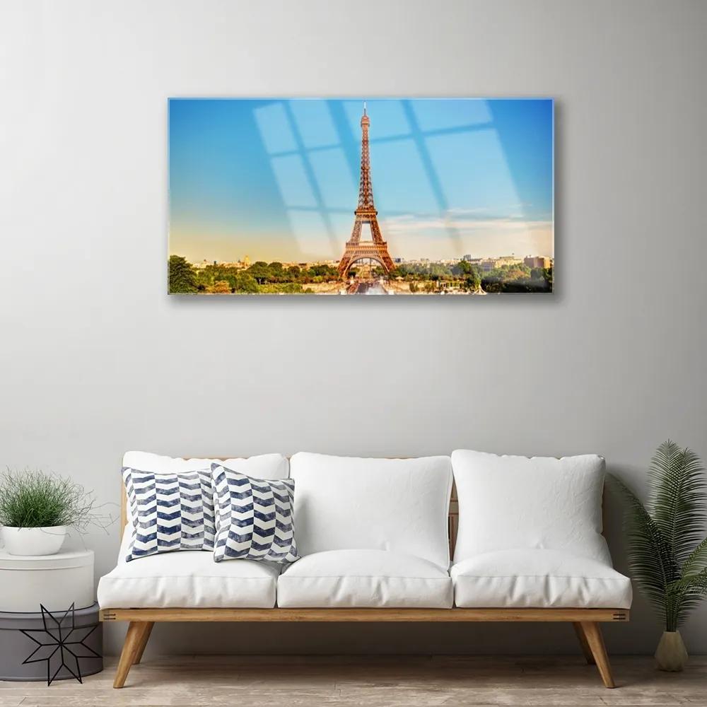 Skleneny obraz Eiffelová veža paríž 120x60 cm
