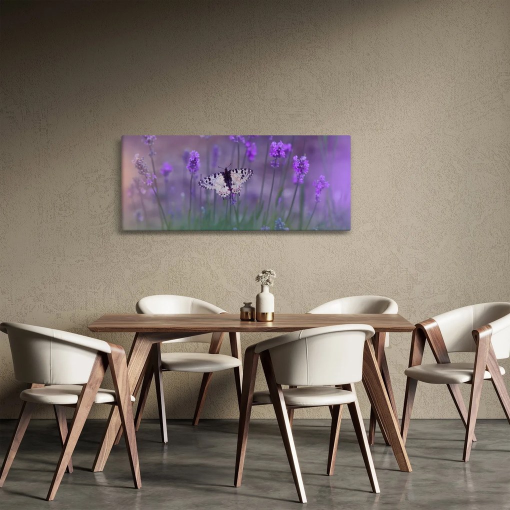 Obraz - Motýľ v levanduli (120x50 cm)