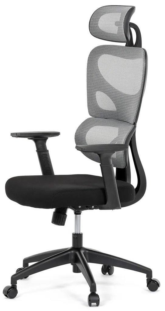 Autronic - Kancelářská židle, šedá síťovina, černý plast, kolečka na tvrdé podlahy - KA-K2080 GREY AKCE