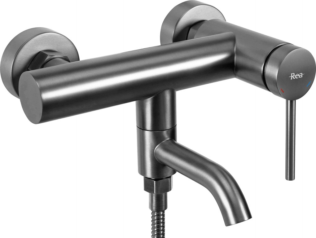 Rea Clif, nástenná vaňová batéria s ručnou sprchovou súpravou, grafitová, REA-B4324