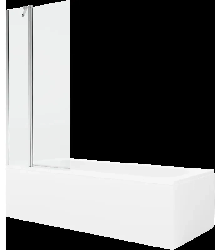 Mexen Vega obdĺžniková vaňa 160 x 70 cm s obkladom a 1-krídlovou sprchovou zástenou 80 cm, Transparentné, Chrómová - 550116070X9
