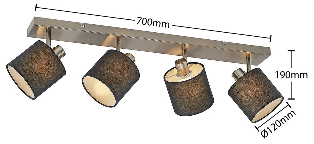 Lindby Darima stropné bodové svetlo, 4-pl., sivá