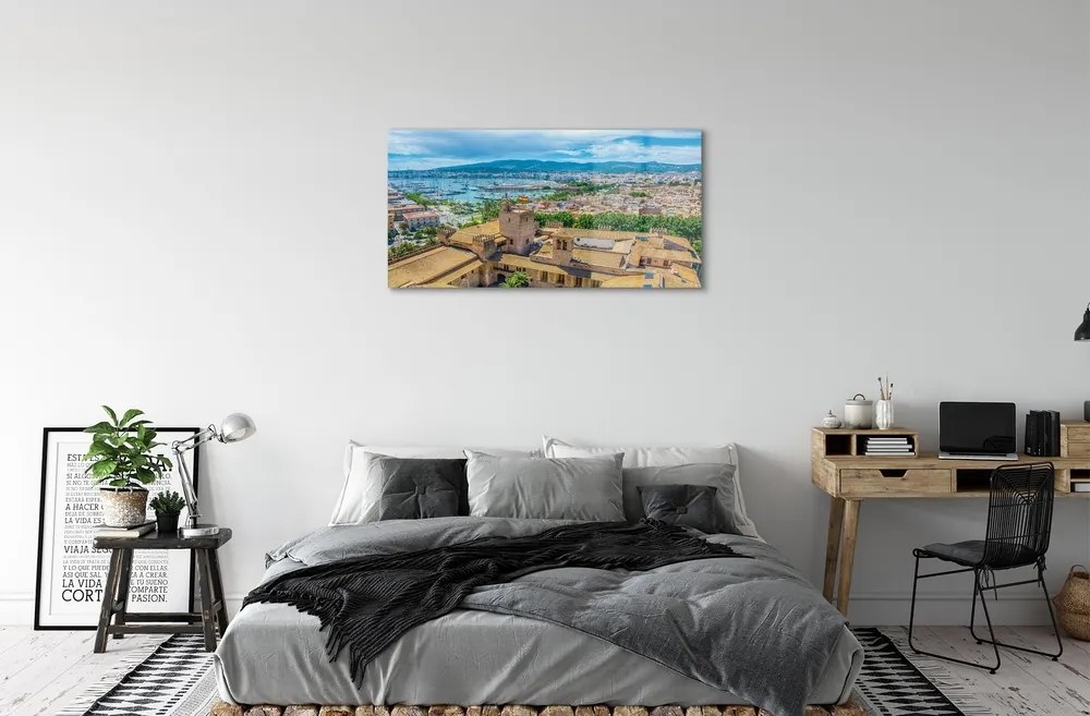 Sklenený obraz Španielsko Port pobreží mesto 100x50 cm