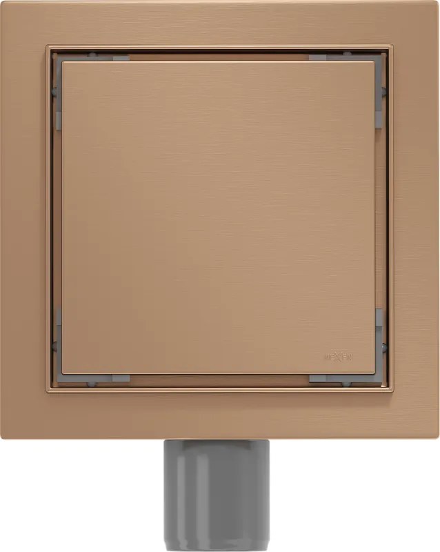 Mexen Flat-Q, bodový podlahový vpust 12 cm, medená matná, 1C10012