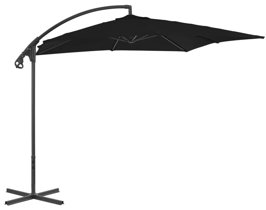 vidaXL Závesný slnečník s oceľovou tyčou 250x250 cm, čierny