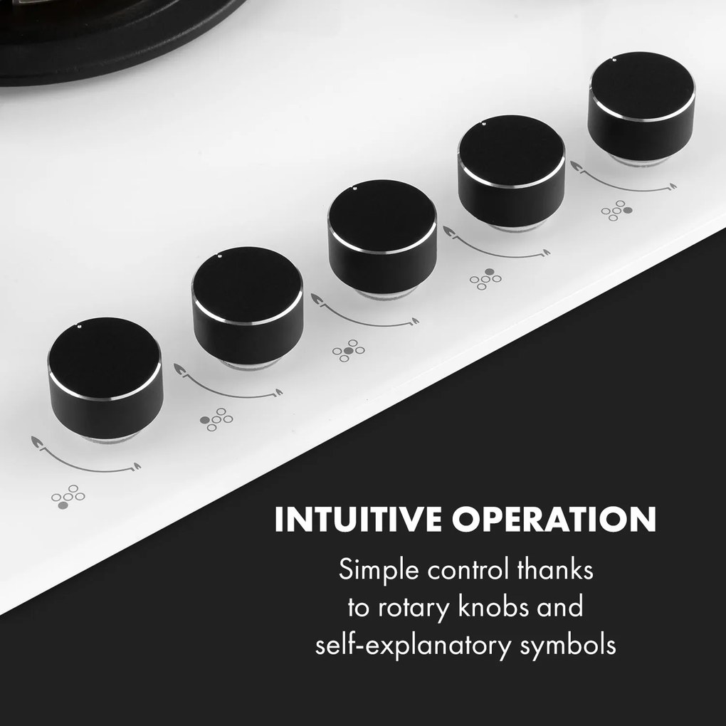 Klarstein Goldflame 5, plynová varná doska, 5 mosadzné horáky, sklokeramika