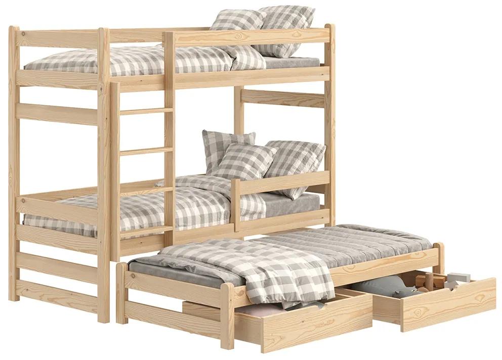 Detská posteľ poschodová s výsuvným lôžkom Alis PPV 018 - Borovica, 80x180