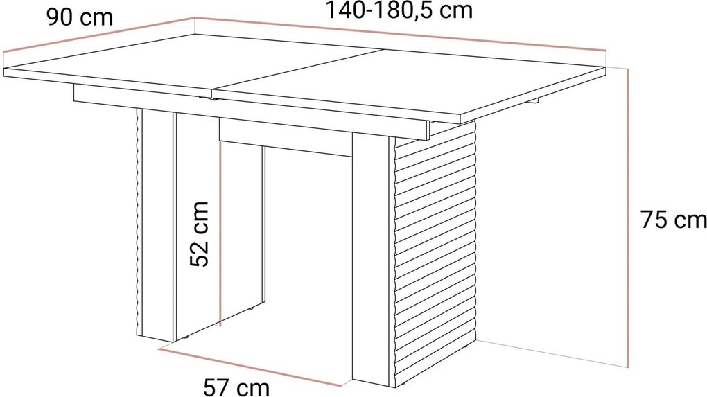 Moderný rozkladací jedálenský stôl QUENTIN dub - kašmír