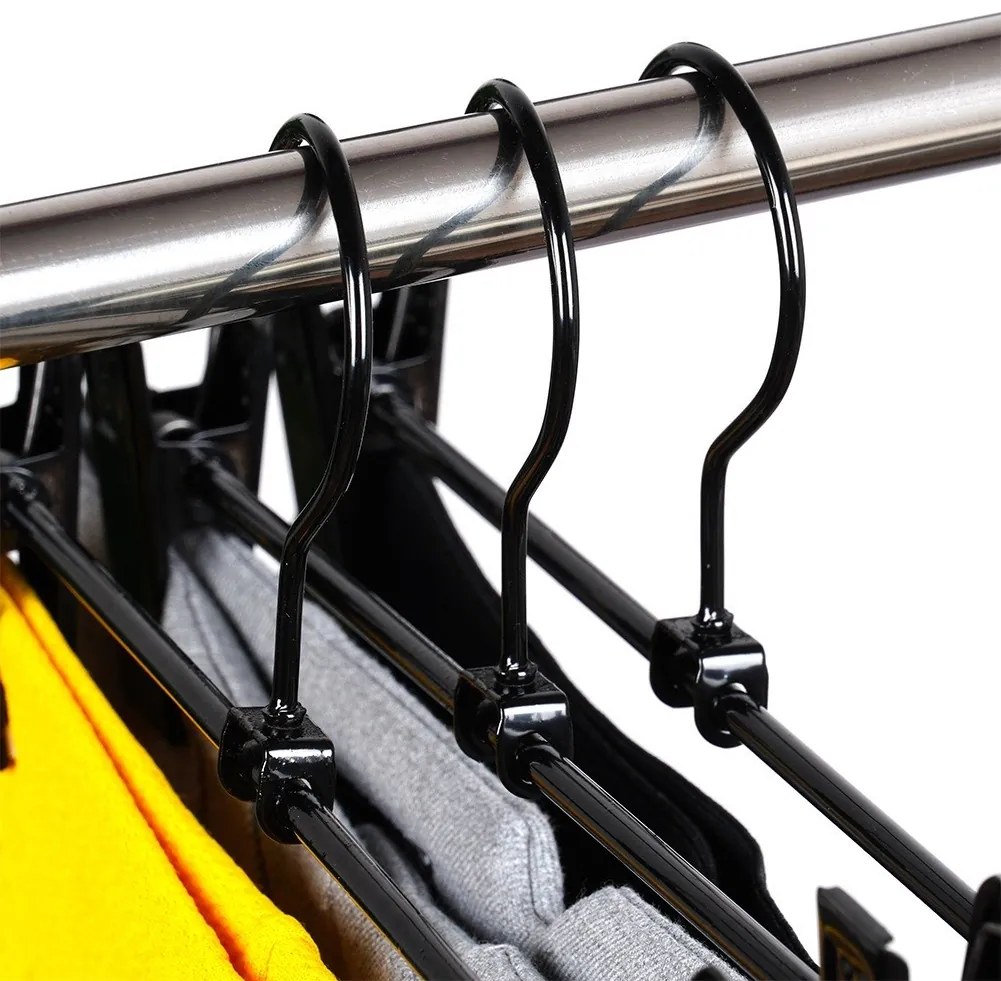 VILDE Kovové čierne vešiaky s klipom na nohavice a sukne, sada 3ks