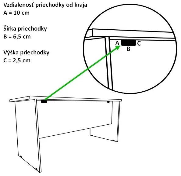 Ergonomický stôl Visio 160 x 100 cm, ľavý, biela