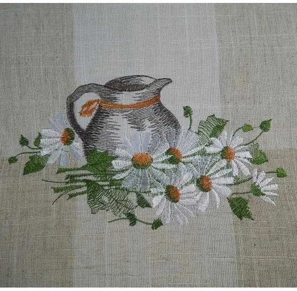Ľanový obrus Džbán s kvetmi 40x90 cm
