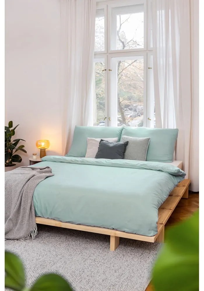 Zelené obliečky na dvojlôžko z mikrosaténu 200x200 cm Basic – Bonami Essentials