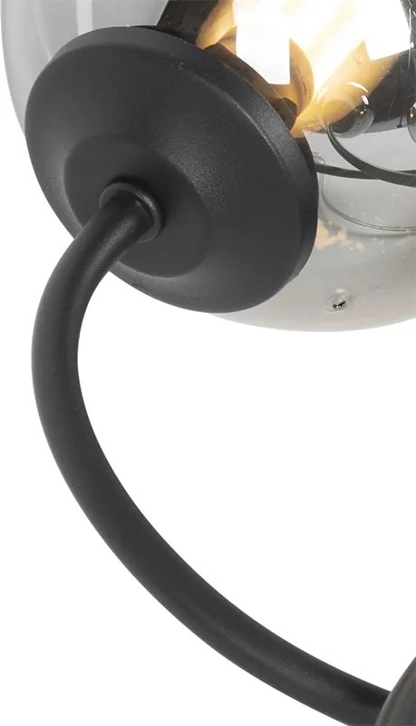 Moderné stropné svietidlo čierne 6-žiarovkové s dymovým sklom - Atény