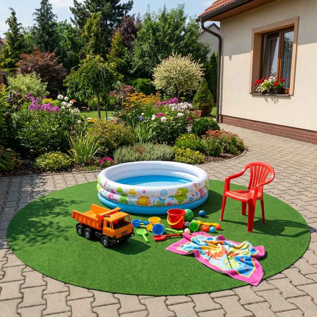 Umelá tráva pod bazén Sporting s nopmi KRUH (vhodný ako bazénová podložka) – na von aj na doma, 240x240 (priemer) kruh, zelená, exteriér, Betap