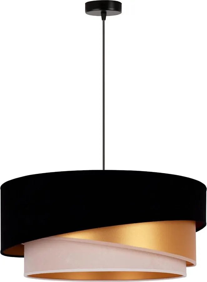 Duolla - Luster na lanku KOBO 1xE27/15W/230V pr. 45 cm čierna/zlatá/krémová