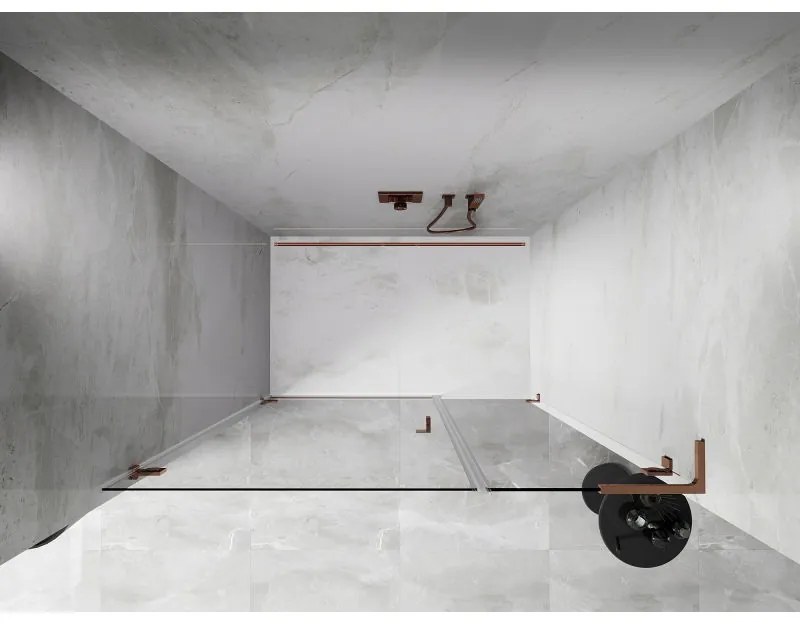 Mexen Lunar-B, L Otočné ľavé sprchové dvere 115 cm, 8mm číre sklo, ružové zlato profil, 832SL-115-050-60-00-L