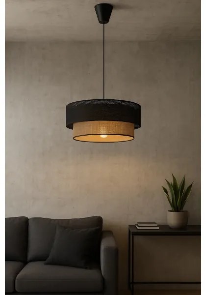 Luster na lane BORHO 1xE27/60W/230V čierna/juta