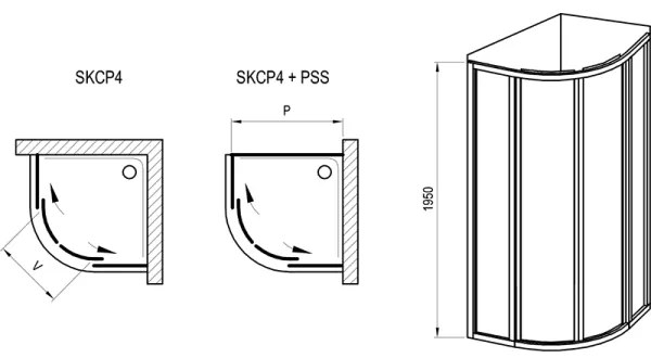 Ravak 3114OU02Z1 - Štvordielny štvrťkruhový sprchovací kút SUPERNOVA 80x80 cm satinovaný