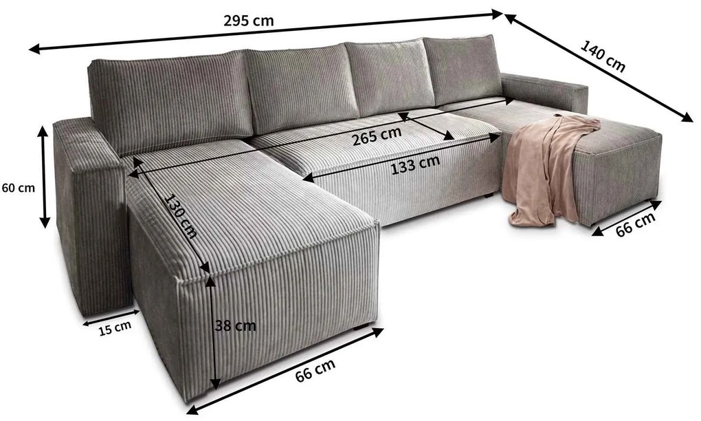Svetlofialová sedacia súprava do U SMART COSARO 295x140 cm