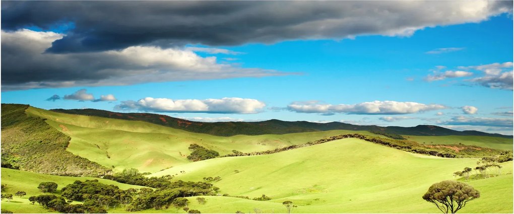 Obraz - Zelená krajina s pahorkami (120x50 cm)
