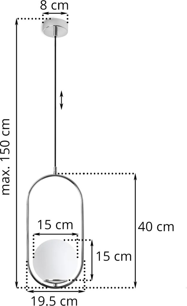 Závesné svietidlo Florence, 1x biele sklenené tienidlo, ch, U