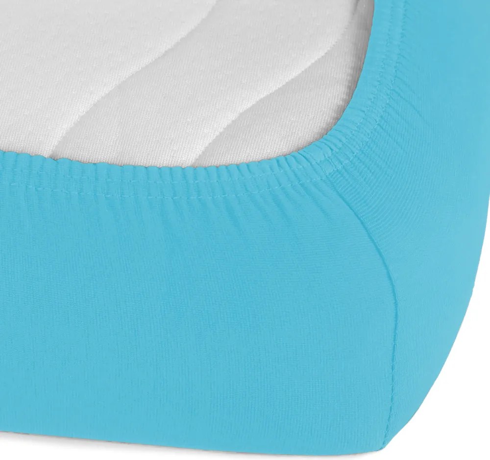 Jersey napínacie prestieradlo JR-017 Azúrovo modré 160 x 200 - výška 20 cm
