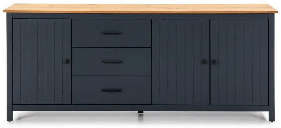 Tmavomodrá nízka komoda z borovicového dreva 190x80 cm Miranda – Marckeric