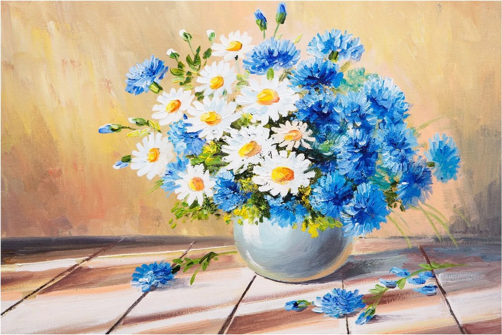 Maľovaný obraz vázy kvetín (90x60 cm)