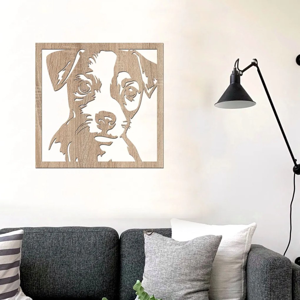 dřevo života Drevená dekorácia psíka Jack Russel teriér Rozmery - cm: 40x40, Zvoľte farbu dekoru: Horský dub