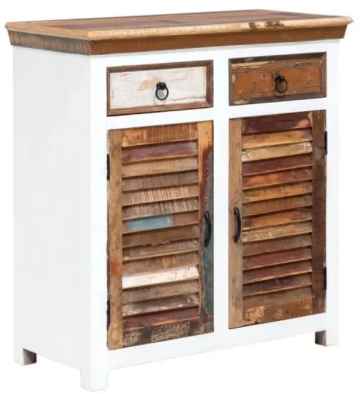 furniture-nabytek.cz - Masívna 2-dverová komoda Perth z recyklovaného tvrdého dreva, lakovaná, biela/barevná – 90×42×95 cm