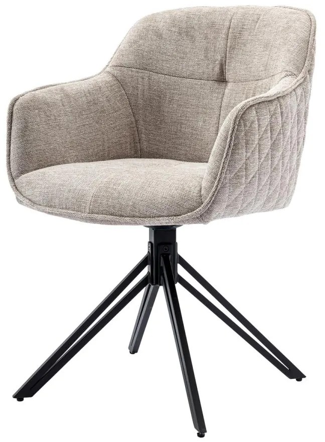 Jedálenská a konferenčná stolička HC-533 CRM2 krémová látka, kovové nohy, čierny mat